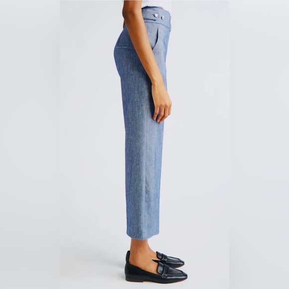 Veronica Beard Aubrie Crop Flare Linen Blend Pants - Picture 3 of 15